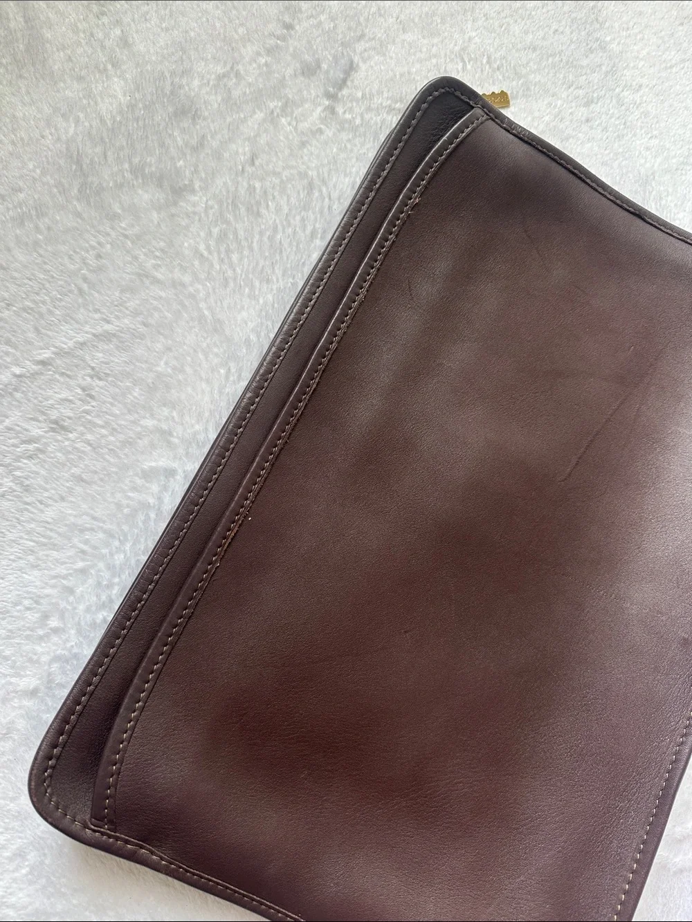 Vintage Jack Georges University Underarm Portfolio Zip Bag Brown Leather Career